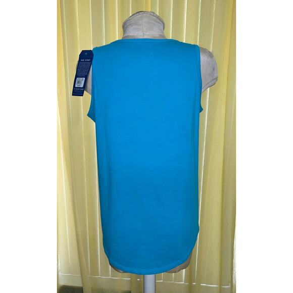 Life is‎ Good Women High-Low Crusher Lite Tank Salty & Sweet Blue Medium NWT - Picture 2 of 4